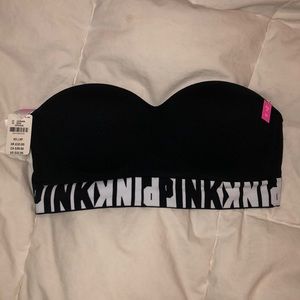 VS Pink Black Bandeau Push Up Bra XS